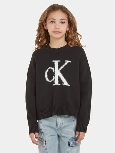 Calvin Klein Jeans Pullover Fluffy Monogram IG0IG02220 Schwarz Regular Fit