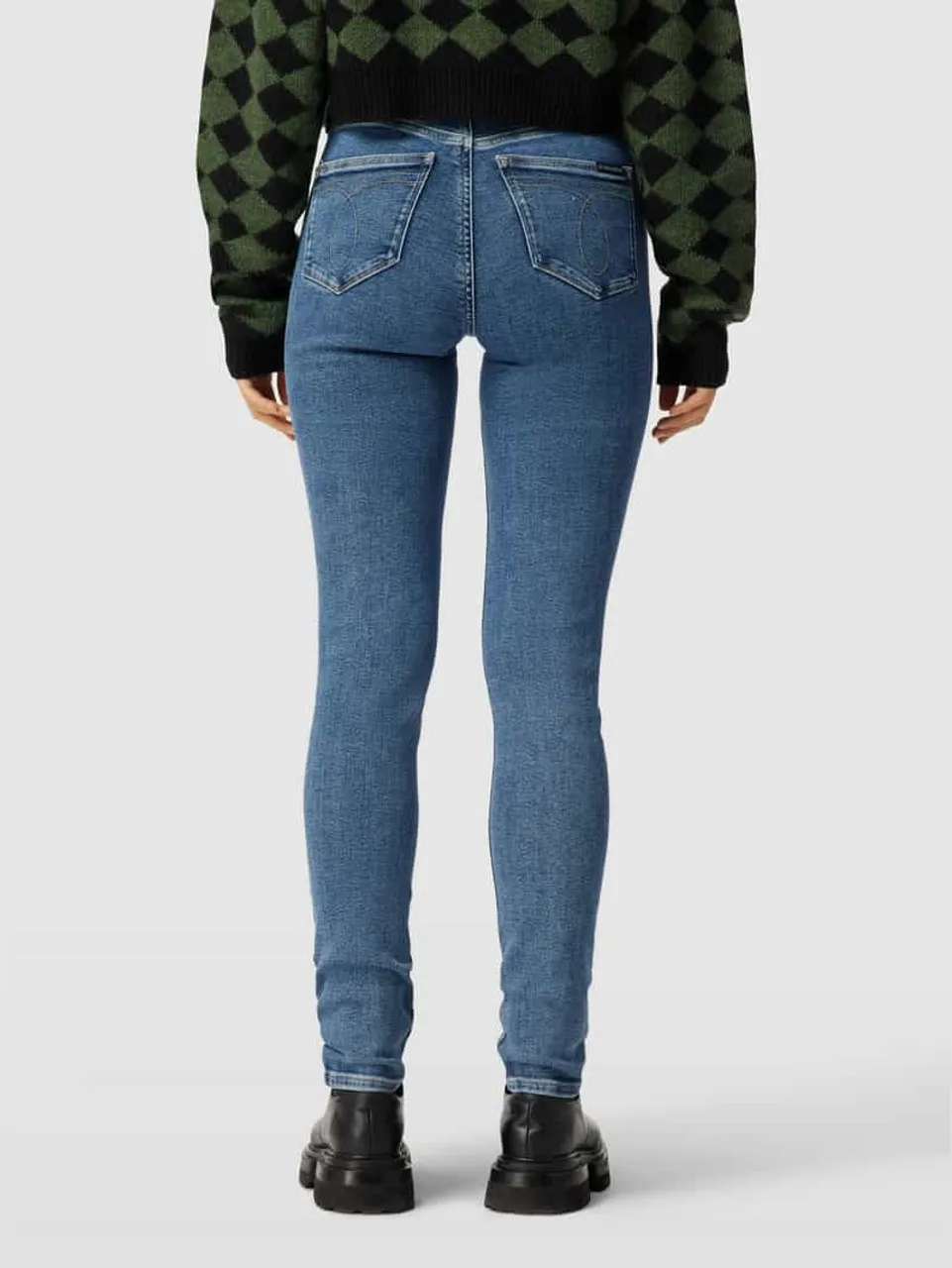 Calvin Klein Jeans Skinny Fit High Waist Jeans mit 5-Pocket-Design in Jeansblau