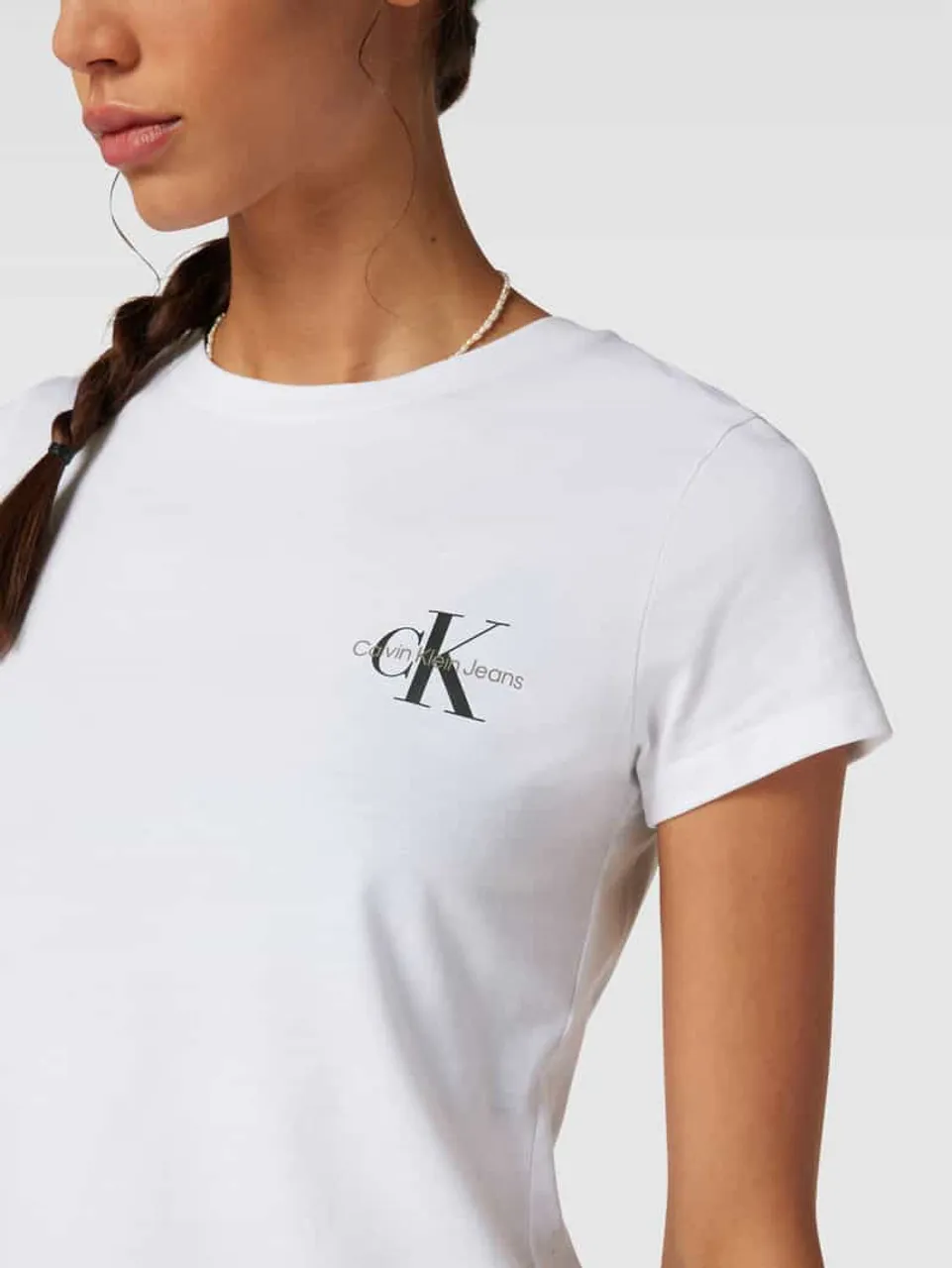Calvin Klein Jeans Slim Fit T-Shirt mit Label-Print im 2er-Pack in Black