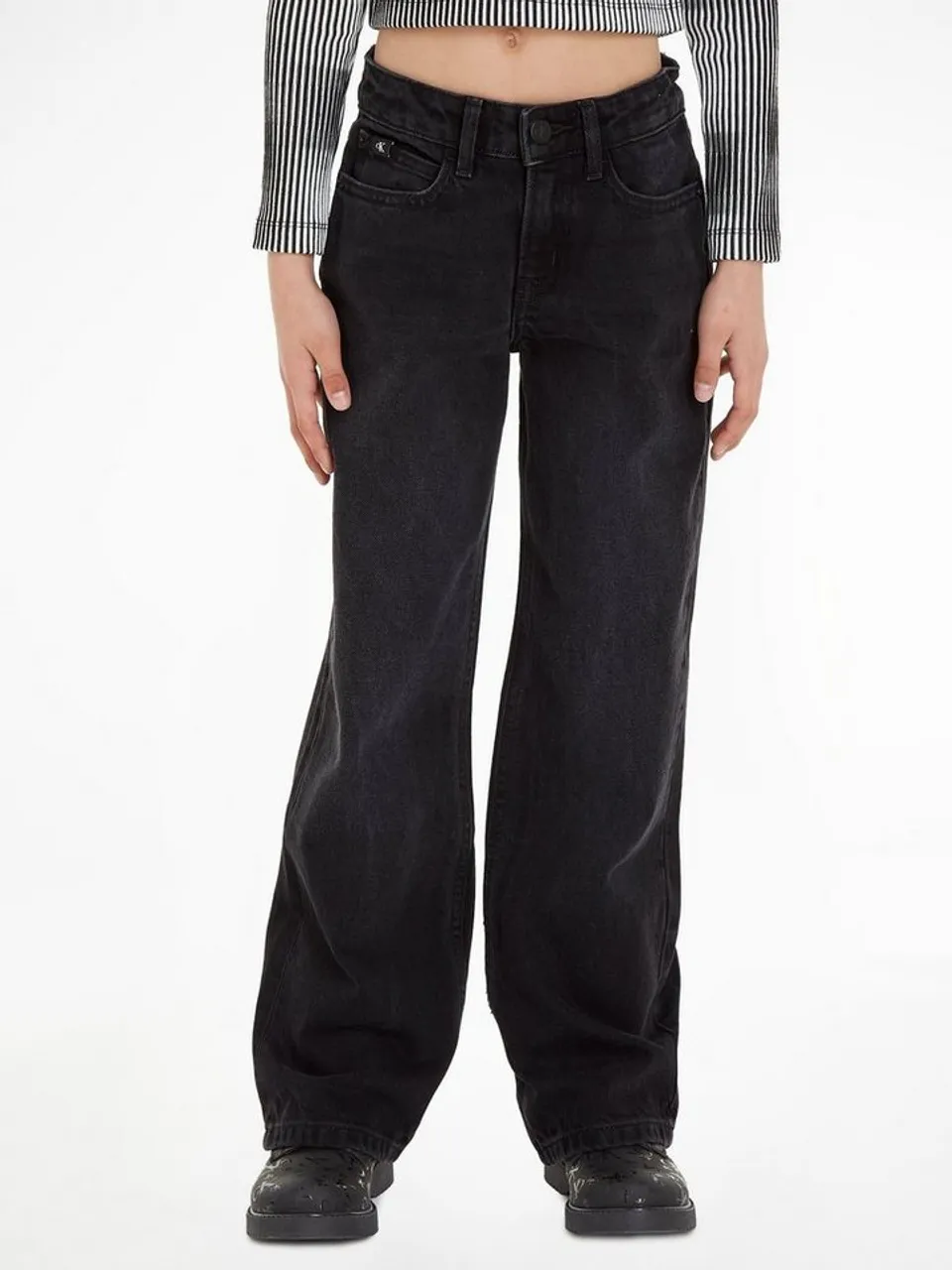 Calvin Klein Jeans Stretch-Jeans WIDE LEG WASHED BLACK - Preise vergleichen