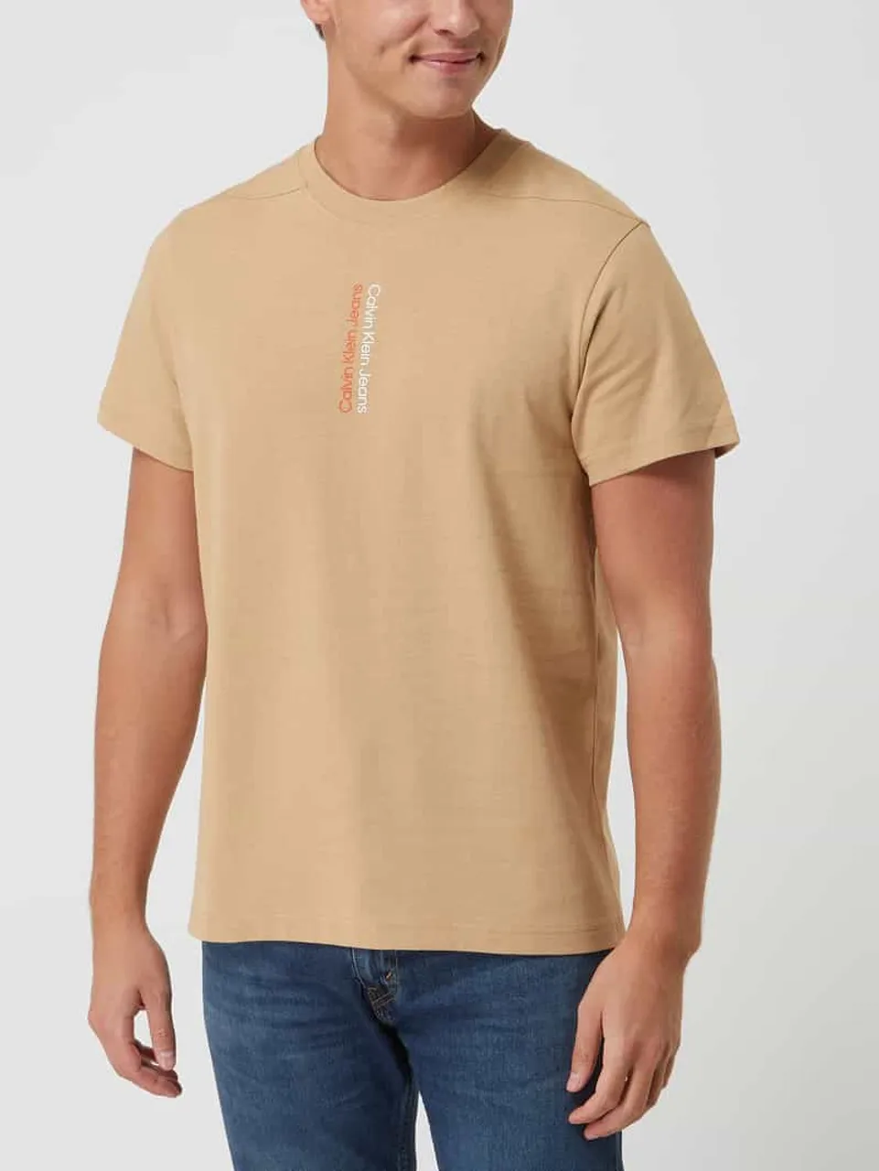 Calvin Klein Jeans T-Shirt aus Baumwolle in Sand