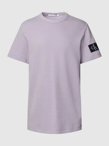 Calvin Klein Jeans T-Shirt aus Baumwolle mit Strukturmuster Modell 'WAFFLE' in Lavendel