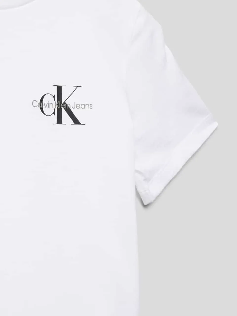 Calvin Klein Jeans T-Shirt mit Label-Print Modell 'CHEST MONOGRAM' in Weiss
