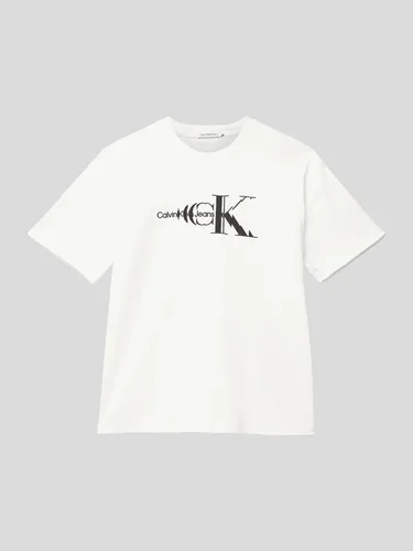 Calvin Klein Jeans T-Shirt mit Label-Print Modell 'MONOGRAM' in Weiss