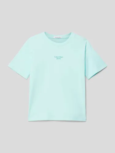 Calvin Klein Jeans T-Shirt mit Label-Print Modell 'SERENITY' in Helltuerkis
