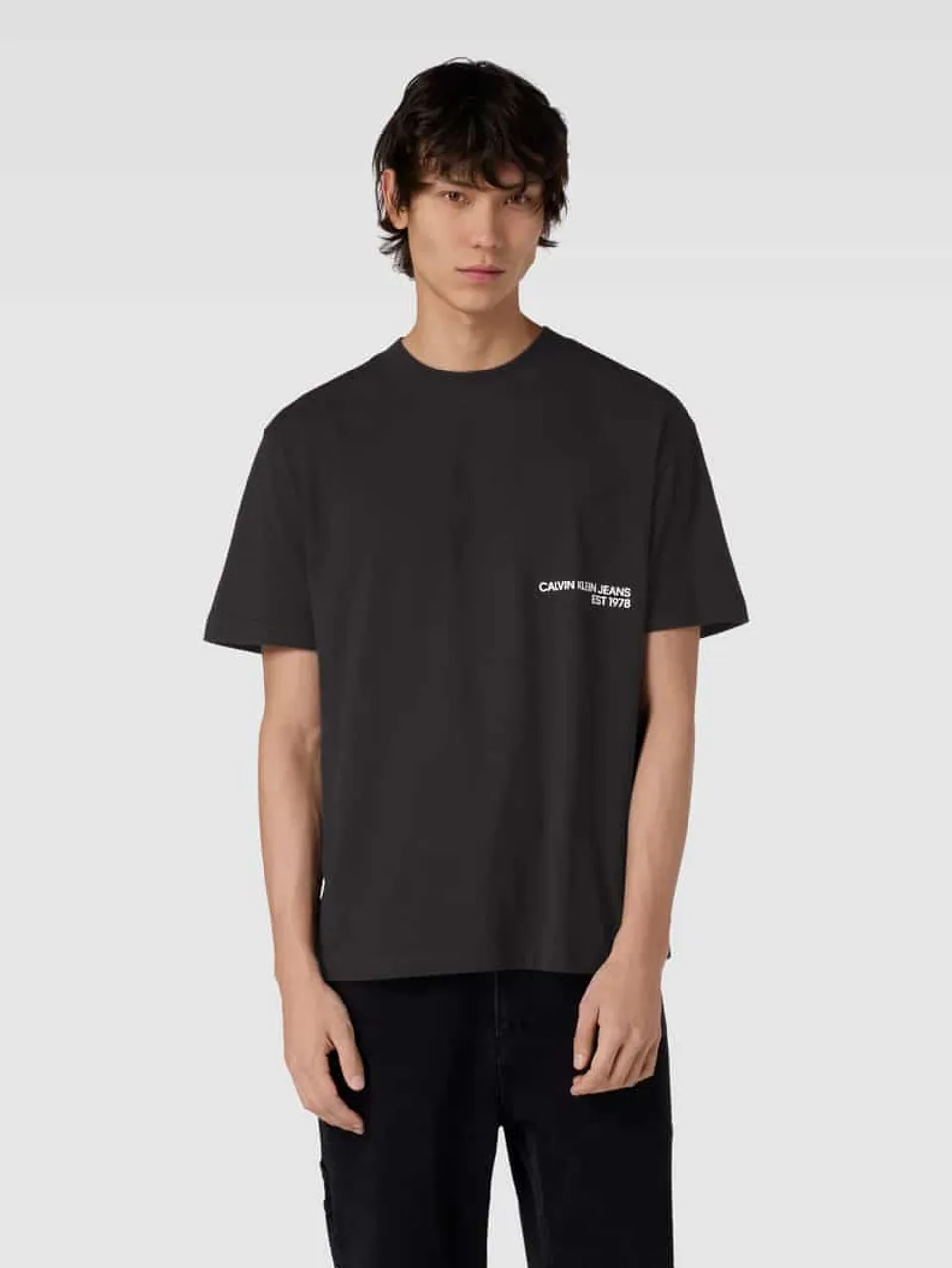 Calvin Klein Jeans T-Shirt mit Label-Print Modell 'SPRAY' in Black