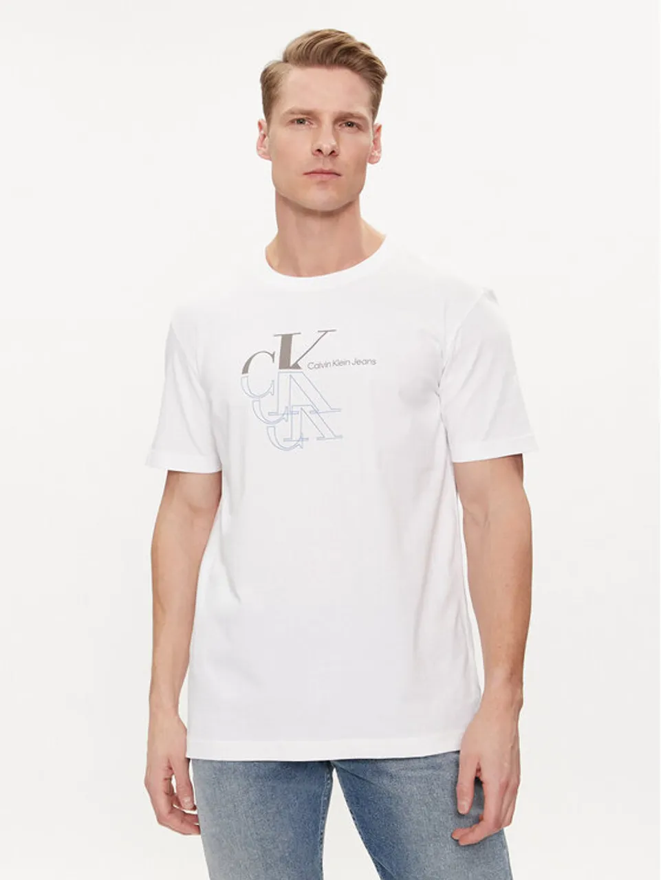 Calvin Klein Jeans T-Shirt Monogram Echo J30J325352 Weiß Regular Fit