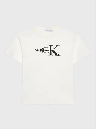 Calvin Klein Jeans T-Shirt Natural Dye Monogram IB0IB01532 Weiß Regular Fit
