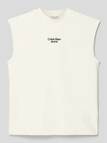 Calvin Klein Jeans Top mit Label-Detail Modell 'OTTOMAN' in Sand