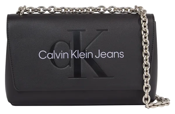 Calvin Klein Jeans Umhängetasche "SCULPTED EW FLAP CONV25 MONO", mit großflächigem Markenlogo vorne