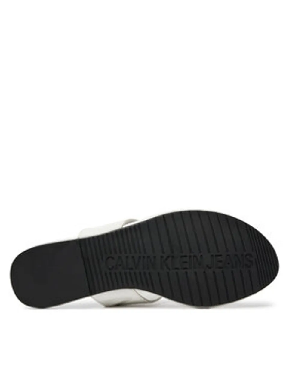 Calvin Klein Jeans Zehentrenner Flat Sandal Slide Toepost Mg Met YW0YW01342 Weiß