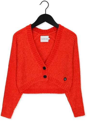 Calvin Klein Mädchen Pullover & Cardigans Chenille Cropped Cardigan - Rot