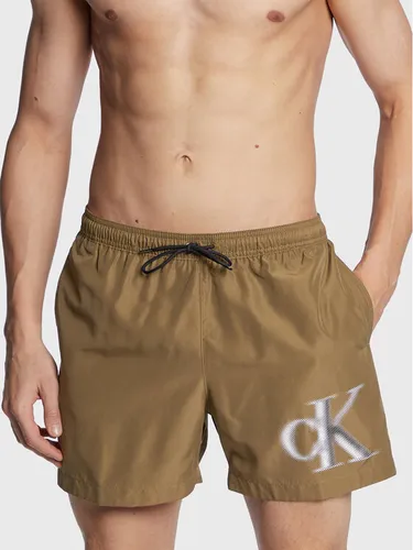 Calvin Klein Swimwear Badeshorts KM0KM00800 Khakifarben Regular Fit