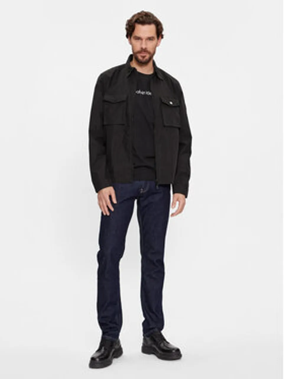 Calvin Klein Übergangsjacke Recycled Light Shirt Jacket K10K107136 Schwarz Regular Fit