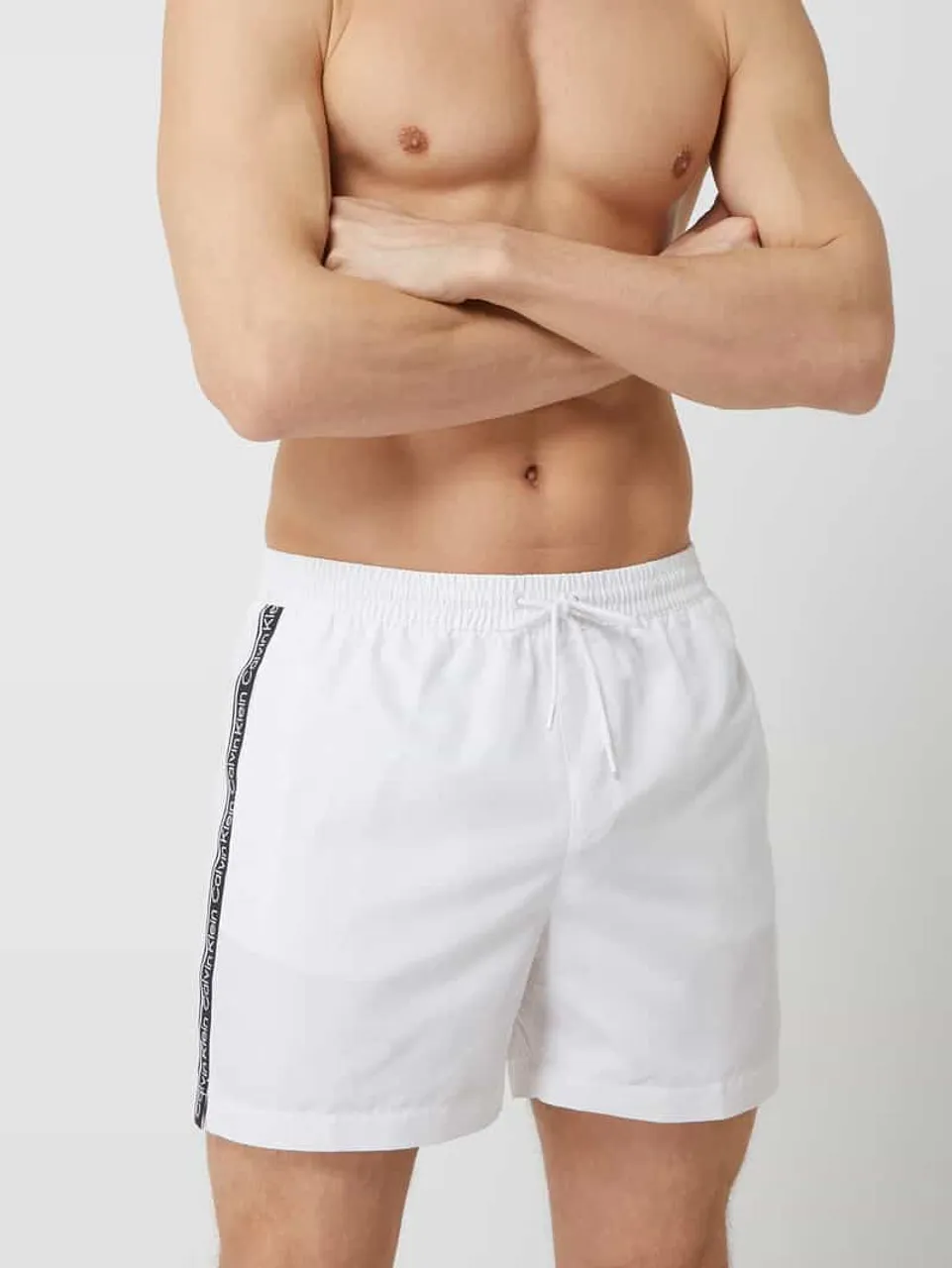 Calvin Klein Underwear Badehose mit Logo-Streifen in Weiss