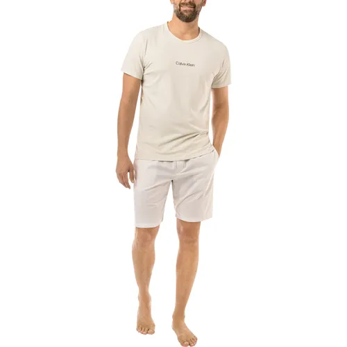 Calvin Klein Underwear Herren Pyjama beige Baumwolle unifarben