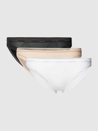 Calvin Klein Underwear Slip mit Spitzenbesatz Modell 'Bottoms Up' im 3er-Pack in Black