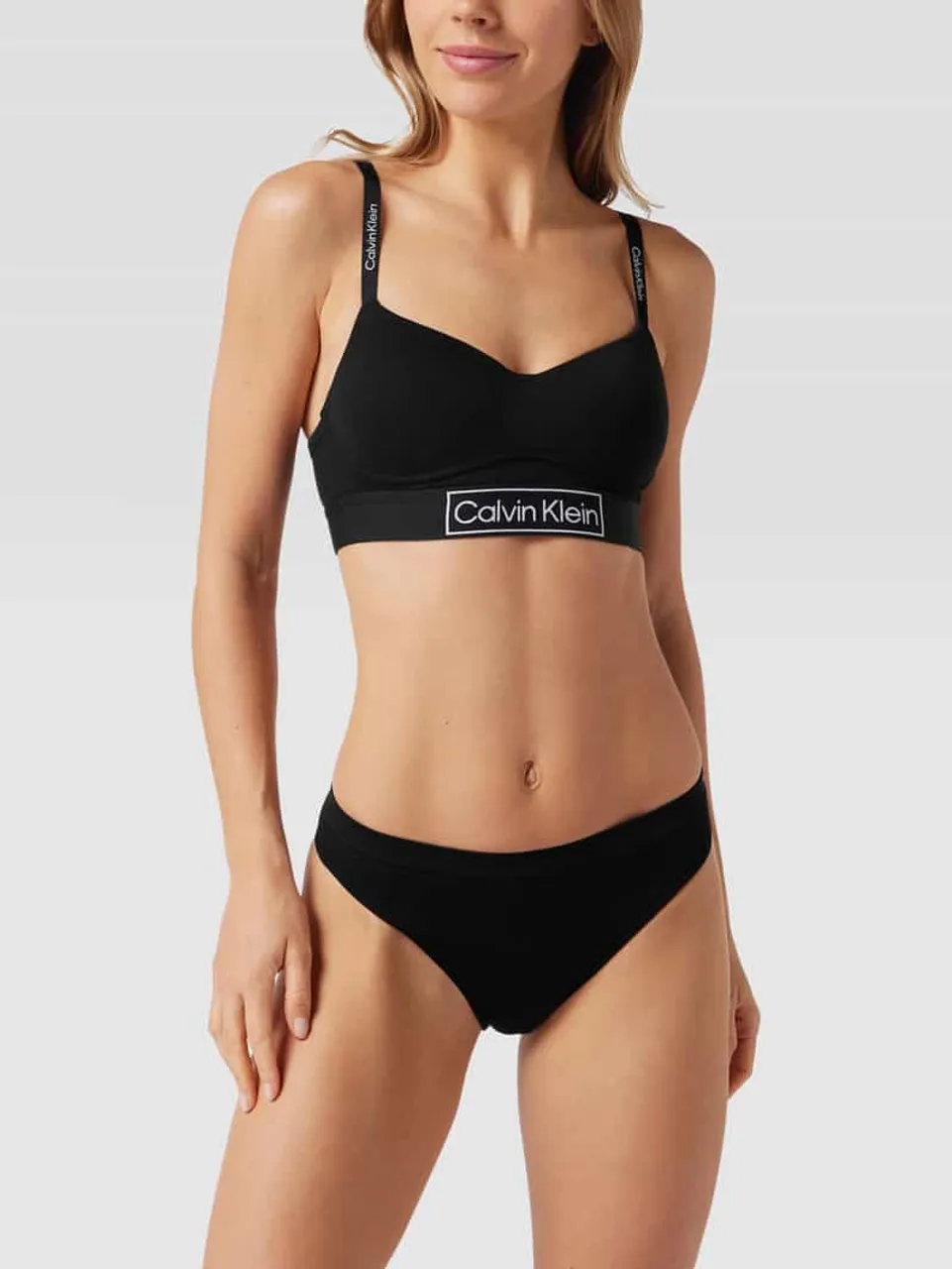 Calvin Klein Underwear String mit Logo-Bund Modell 'THONG' in Black