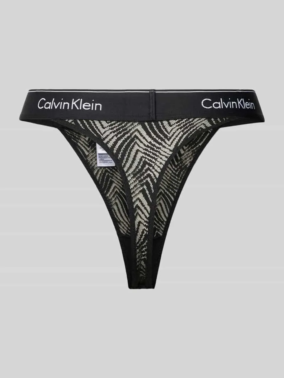 Calvin Klein Underwear String mit Spitzenbesatz in Black