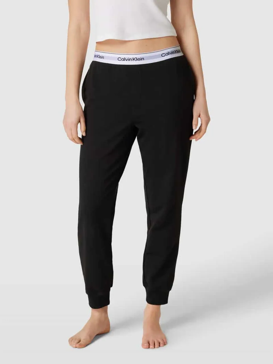 Calvin Klein Underwear Sweatpants mit elastischem Logo-Bund Modell 'JOGGER' in Hellgrau Melange