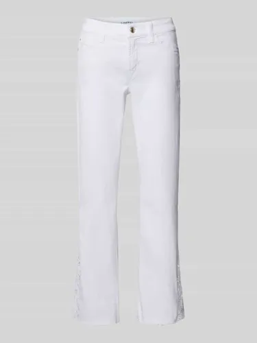 Cambio Regular Fit Jeans mit Häkelspitze Modell 'PARIS' in Weiss