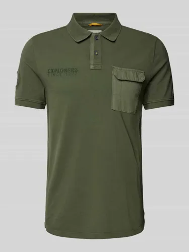 camel active Poloshirt mit Label-Stitching in Oliv