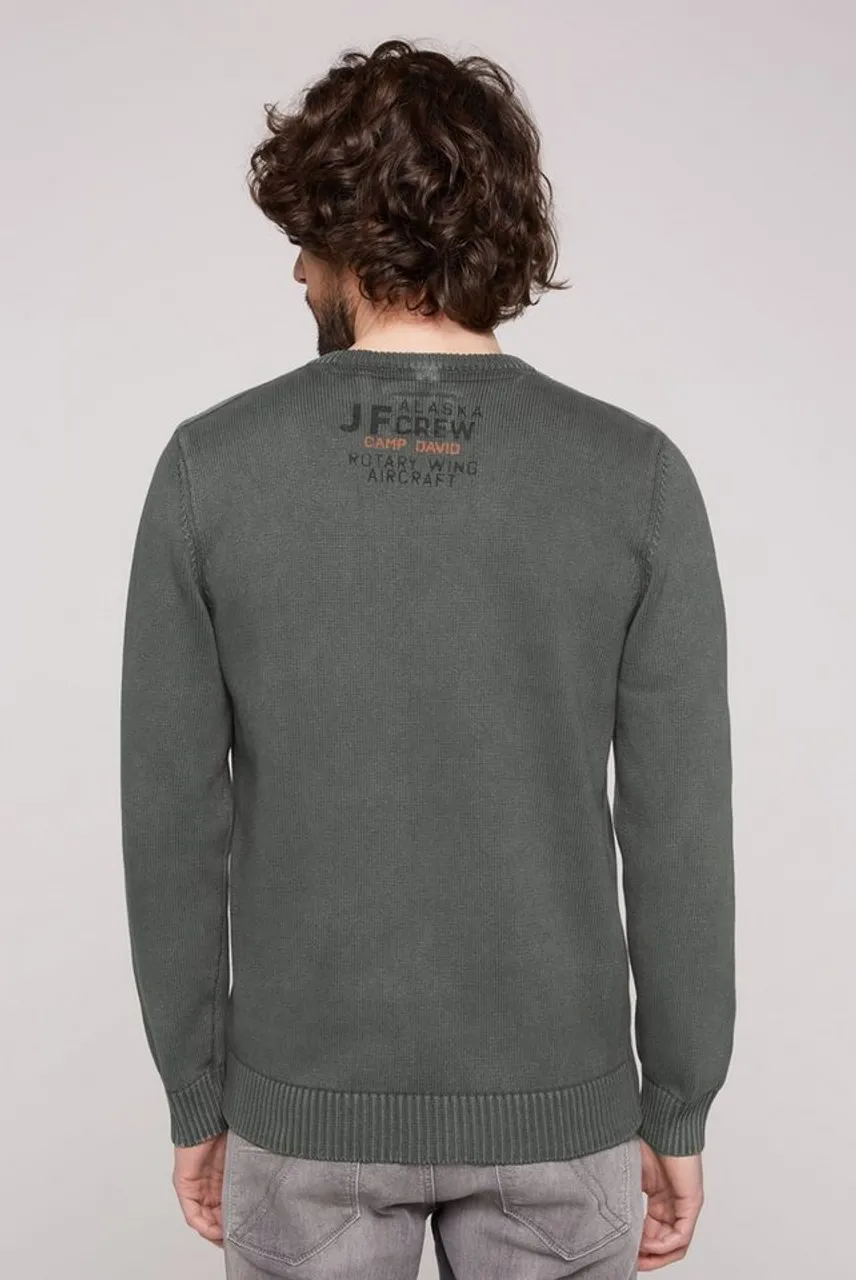 Camp David Strickpullover Gr. M, grün (medium khaki) Herren Pullover  Sweatshirts mit Logoprints vorne und hinten - Preise vergleichen