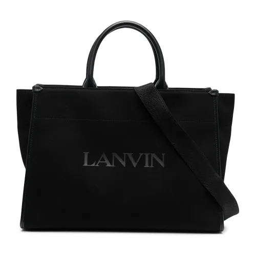 Canvas Shopper Tasche mit Lederdetail Lanvin