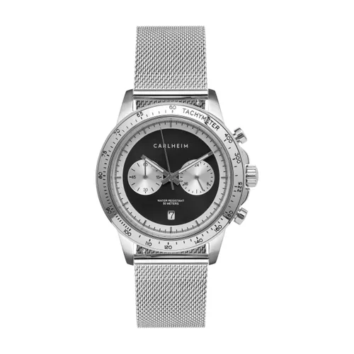 Carlheim Men's Watches Aksel 4005 Silver Black Mesh