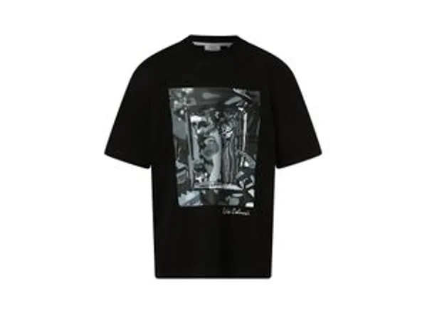 Carlo Colucci T-Shirt Herren Baumwolle Rundhals bedruckt, schwarz