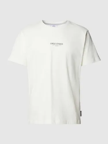 CARLO COLUCCI T-Shirt mit Label-Print in Offwhite