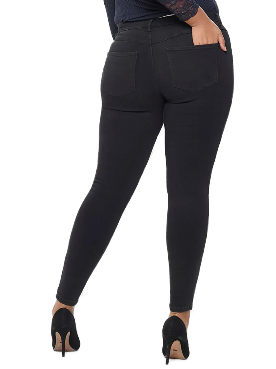 Carmakoma by Only Damen Jeans CARTHUNDER PUSH UP REG SKINNY JEANS - Skinny Fit - Schwarz - Black - in großen Größen