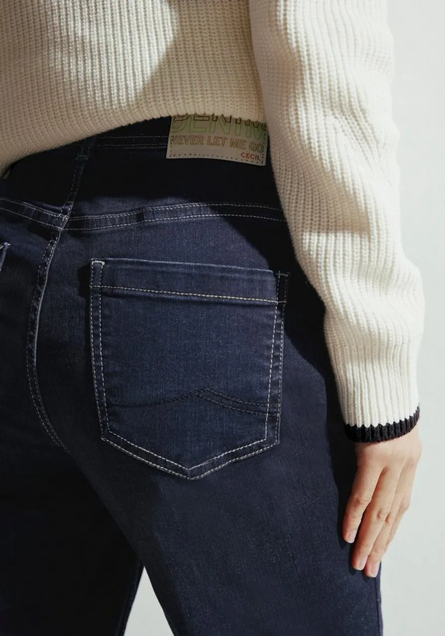 Cecil Slim-fit-Jeans TORONTO in dunkelblauer Waschung