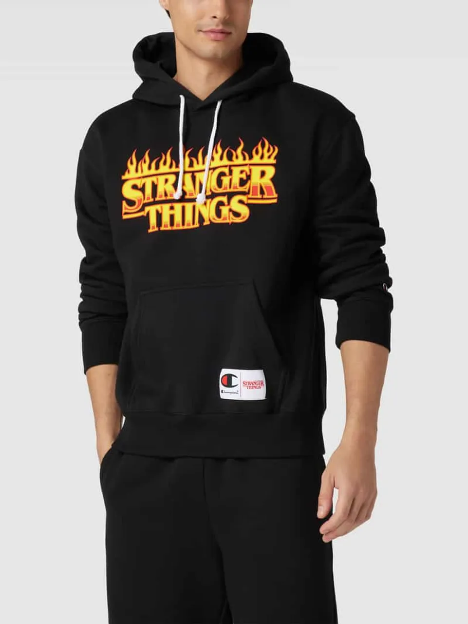 CHAMPION Hoodie mit Logo-Stitching - Champion x Stranger Things in Metallic Black
