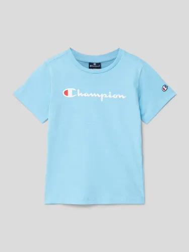 CHAMPION T-Shirt mit Runfdhalsausschnitt in Hellblau
