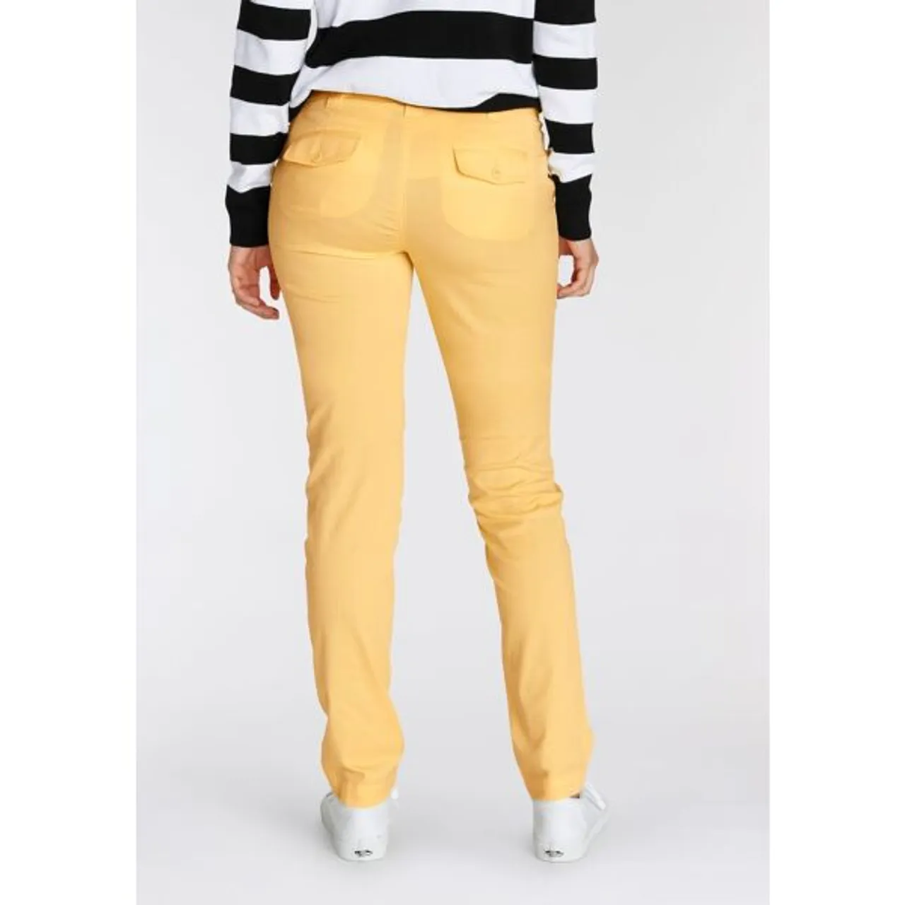 Chinohose AJC Gr. 40, N-Gr, gelb (vanille, gelb) Damen Hosen Stoffhosen in lässiger Form mit Pattentaschen