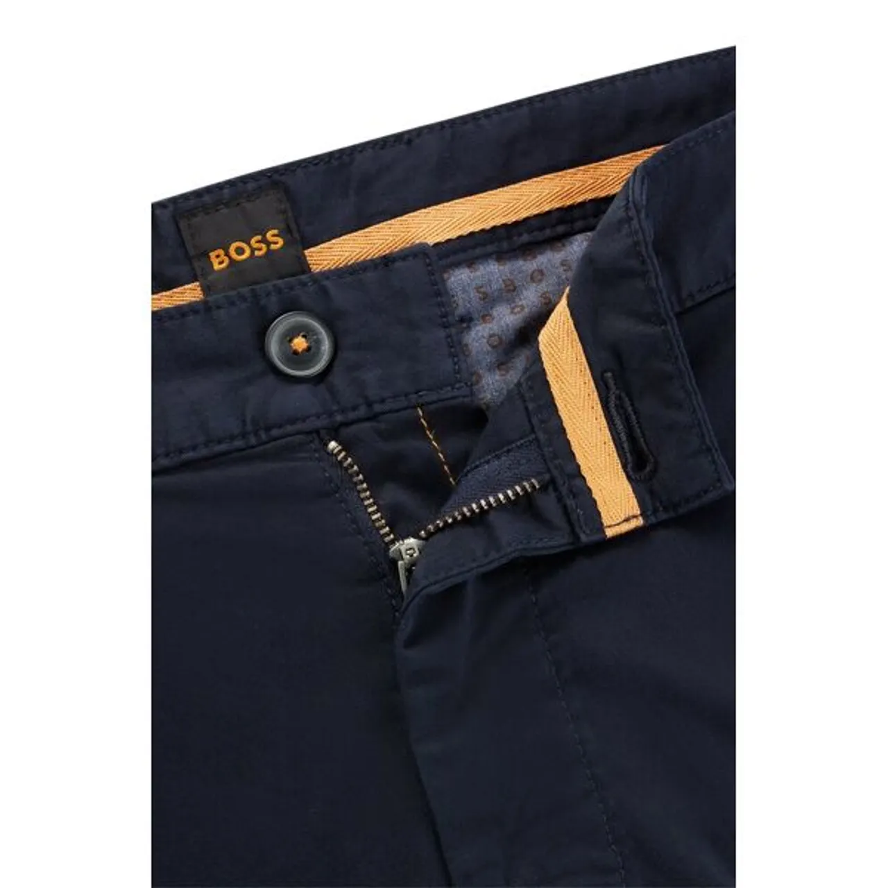 Chinohose BOSS ORANGE "Chino-slim-Shorts" Gr. 36, N-Gr, blau (dark blue404) Herren Hosen Business mit Kontrastdetails