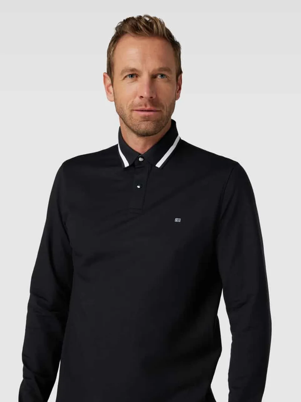 Christian Berg Men Poloshirt mit langen Ärmeln in Black