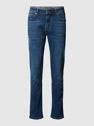 Christian Berg Men Straight Fit Jeans mit Brand-Detail in Dunkelblau Melange