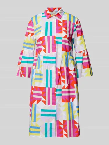 Christian Berg Woman Knielanges Kleid mit Allover-Print in Tuerkis