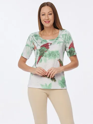 Christian Materne T-Shirt Kurzarmbluse koerpernah mit Papagei-Motiv