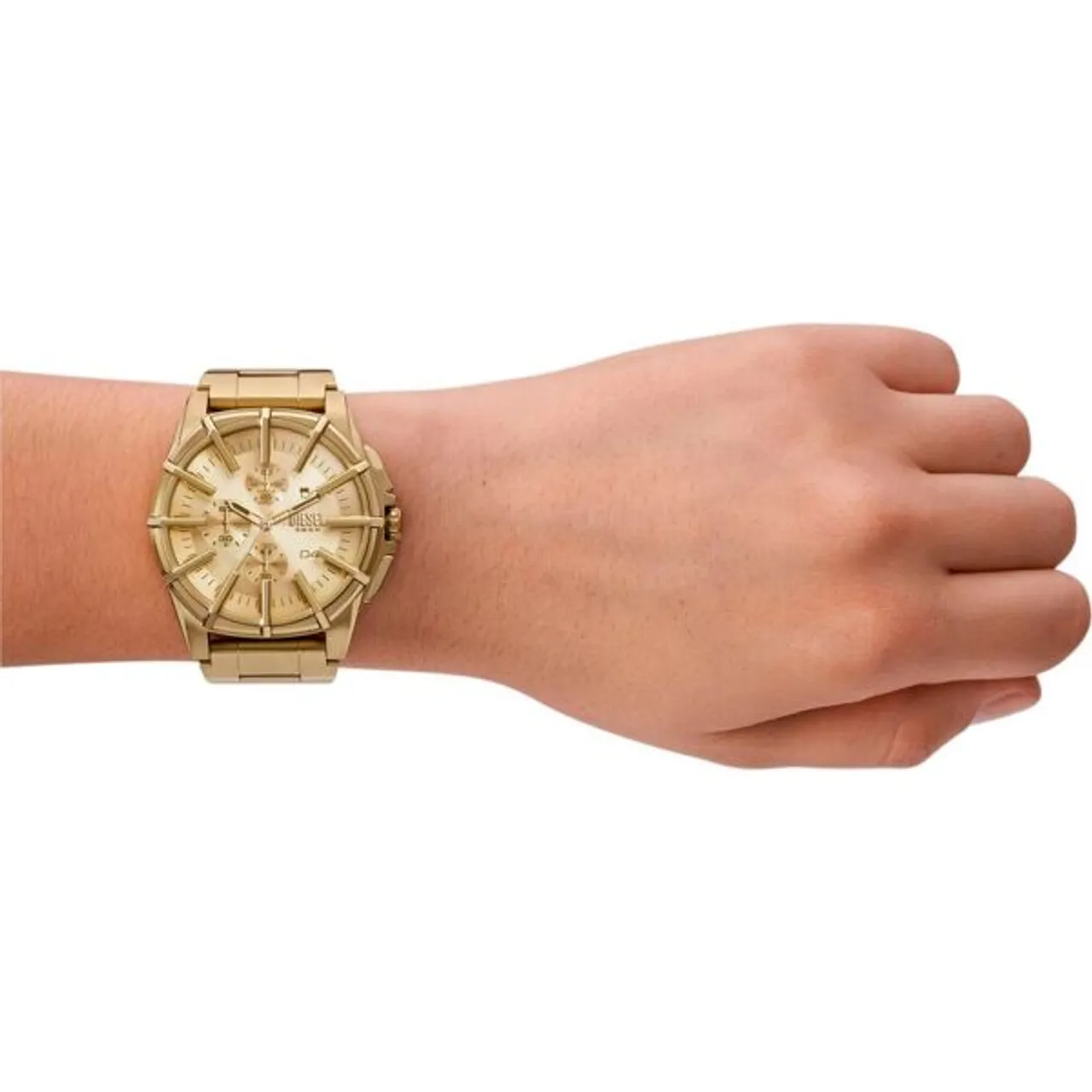 Chronograph DIESEL "FRAMED" Armbanduhren goldfarben Herren Hochzeitsmode Quarzuhr, Armbanduhr, Herrenuhr, Stoppfunktion
