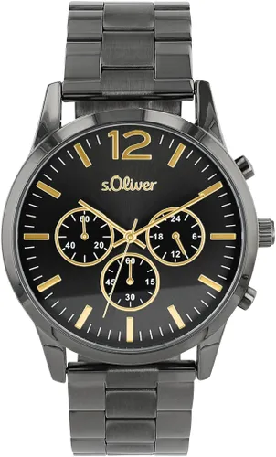 Chronograph S.OLIVER Armbanduhren grau Herren Uhren Armbanduhr, Quarzuhr, Herrenuhr, Stoppfunktion, 1224-Stunden-Anzeige