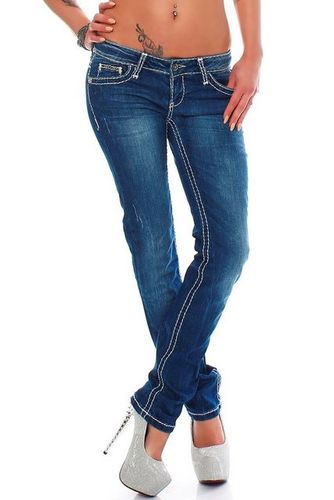 Cipo & Baxx 5-Pocket-Jeans »Damen Hose BA-CBW0232« Low Waist mit dicken Nähten