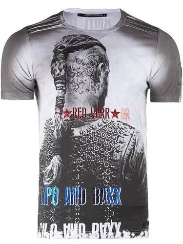 Cipo & Baxx Print-Shirt Auffälliges Kurzarm Shirt BA-CT412 (1-tlg) mit Wikinger Print