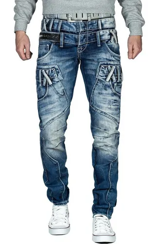Cipo & Baxx Regular-fit-Jeans BA-CD466 Freizeithose Stonewashed mit Verzierungen mit Doppel Bund Optik und Verzierungen