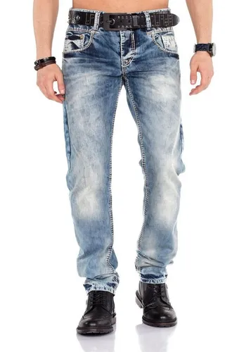 Cipo & Baxx Straight-Jeans stonewashed mit Kontrastnähten