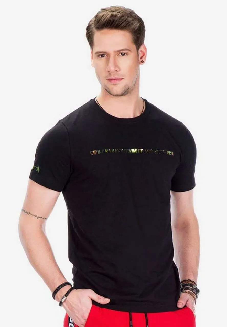 Cipo & Baxx T-Shirt mit Logo Hologramm Aufdruck