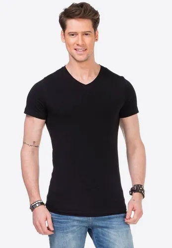 Cipo & Baxx T-Shirt mit modernem V-Ausschnitt
