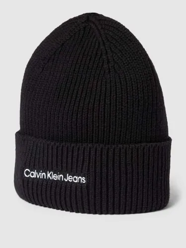 CK Calvin Klein Beanie in Strick-Optik Modell 'EMBRO' in Black